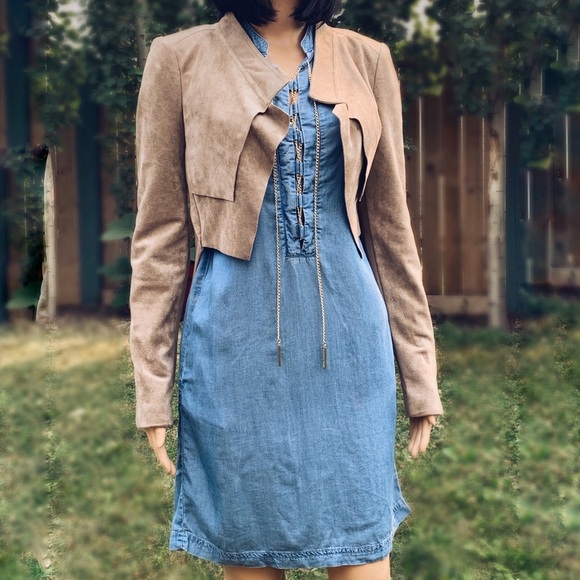 Michael Kors denim tunic with gold chain lacing - Picture 6 of 17